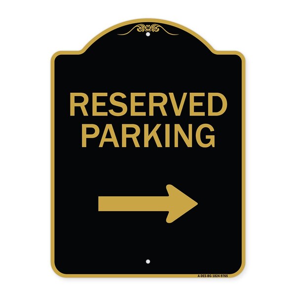 Signmission Designer Series-Reserved Parking 2, Black & Gold Heavy-Gauge Aluminum, 24" x 18", BG-1824-9765 A-DES-BG-1824-9765 - main